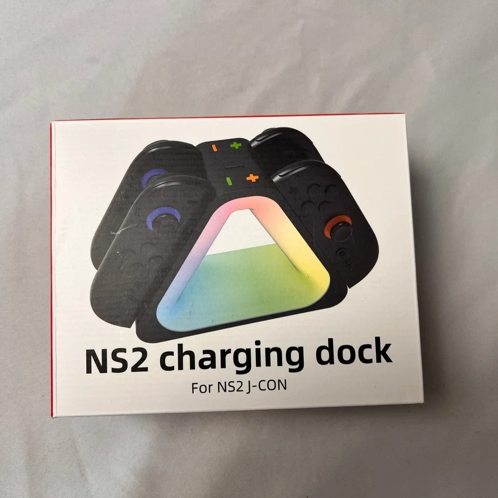 NS2 Charging Dock for Nintendo Switch Joy-Con 4-in-1 RGB LED‎ Station Black NEW